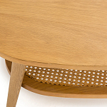 Журнальный стол из массива дуба и декором из плетеного ротанга Reyer Rattan Coffee Table варинант исполнения - 3 | Loft Concept в Новосибирске