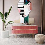 Дизайнерский комод овальный с розовой бархатной обивкой Edith варинант исполнения - 4 | Loft Concept в Новосибирске