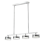 Люстра светодиодная с 4-мя круглыми прозрачными плафонами цилиндрической формы из акрила и стекла с пультом для регулировки света Glass Lamp Chromium варинант исполнения - 1 | Loft Concept в Новосибирске
