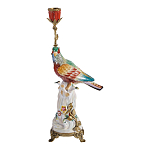 Подсвечник с попугаем из фарфора с бронзовыми элементами Eden Garden варинант исполнения - 1 | Loft Concept в Новосибирске