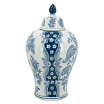 Ваза с крышкой и голубым цветочным рисунком 37 см Blue & White Ornament варинант исполнения - 2 | Loft Concept в Новосибирске
