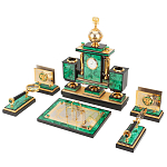 Настольный письменный набор из малахита и долерита с декором в виде герба России Leader Organizer варинант исполнения - 2 | Loft Concept в Новосибирске