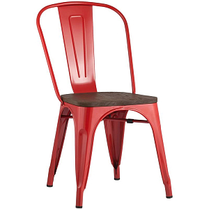 Стул Tolix Красный Металл Деревянное Сидение
