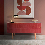 Дизайнерский комод овальный с розовой бархатной обивкой Edith варинант исполнения - 2 | Loft Concept в Новосибирске