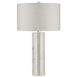 Настольная лампа мраморная с тканевым цилиндрическим абажуром Sharpened варинант исполнения - 4 | Loft Concept в Новосибирске