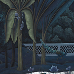 Обои ручная роспись Phuljhari Original colourway on Empire Blue dyed silk варинант исполнения - 3 | Loft Concept в Новосибирске