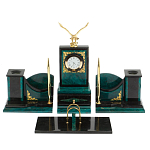 Настольный письменный набор из змеевика тёмно-зелёного цвета с декором в виде орла Successful Leader варинант исполнения - 1 | Loft Concept в Новосибирске