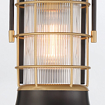 Настенный фонарь цилиндрической формы с рифленым стеклом в золотом каркасе на черном прямоугольном основании Eurofase варинант исполнения - 15 | Loft Concept в Новосибирске