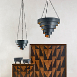 Подвесной светильник в форме спирали черный с золотой внутренней отделкой Warm Glow варинант исполнения - 3 | Loft Concept в Новосибирске