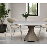 Стол обеденный круглый мраморный на бежевом основании Valedmir варинант исполнения - 6 | Loft Concept в Новосибирске