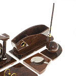 Настольный письменный набор с часами из природного камня обсидиана Competent Leader варинант исполнения - 5 | Loft Concept в Новосибирске