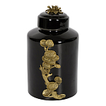 Банка с крышкой из фарфора с бронзовым цветочным элементом Eden Garden варинант исполнения - 1 | Loft Concept в Новосибирске