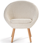 Кресло на деревянных ножках с обивкой из ткани букле Aldo Boucle Armchair варинант исполнения - 2 | Loft Concept в Новосибирске