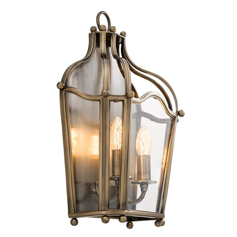 Бра Wall Lamp Elysee Antique Brass Латунь Античная полированная Прозрачное Стекло в Новосибирске | Loft Concept 