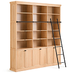 Книжный шкаф из массива сосны с металлической лестницей Burton Wood Cabinet варинант исполнения - 4 | Loft Concept в Новосибирске