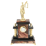 Часы настольные бронзовые из натурального камня Яшма с декором в виде Фемиды Themis Stone Clock варинант исполнения - 1 | Loft Concept в Новосибирске