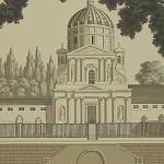 Обои ручная роспись Monuments of Paris Terre Foncée on scenic paper варинант исполнения - 2 | Loft Concept в Новосибирске