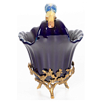 Чаша темно-синего цвета из фарфора с разноцветной птичкой Eden Garden porcelain and bronze варинант исполнения - 11 | Loft Concept в Новосибирске