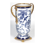Ваза с бронзовыми ручками и синим цветочным узором Blue & White Ornament варинант исполнения - 2 | Loft Concept в Новосибирске