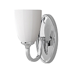 Бра для ванных комнат с белым стеклянным плафоном в форме бокала на овальном основании цвета хром с изогнутым держателем Feiss варинант исполнения - 1 | Loft Concept в Новосибирске