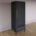 Узкий Шкаф Primo с 2 выдвижными ящиками Черный дуб варинант исполнения - 3 | Loft Concept в Новосибирске