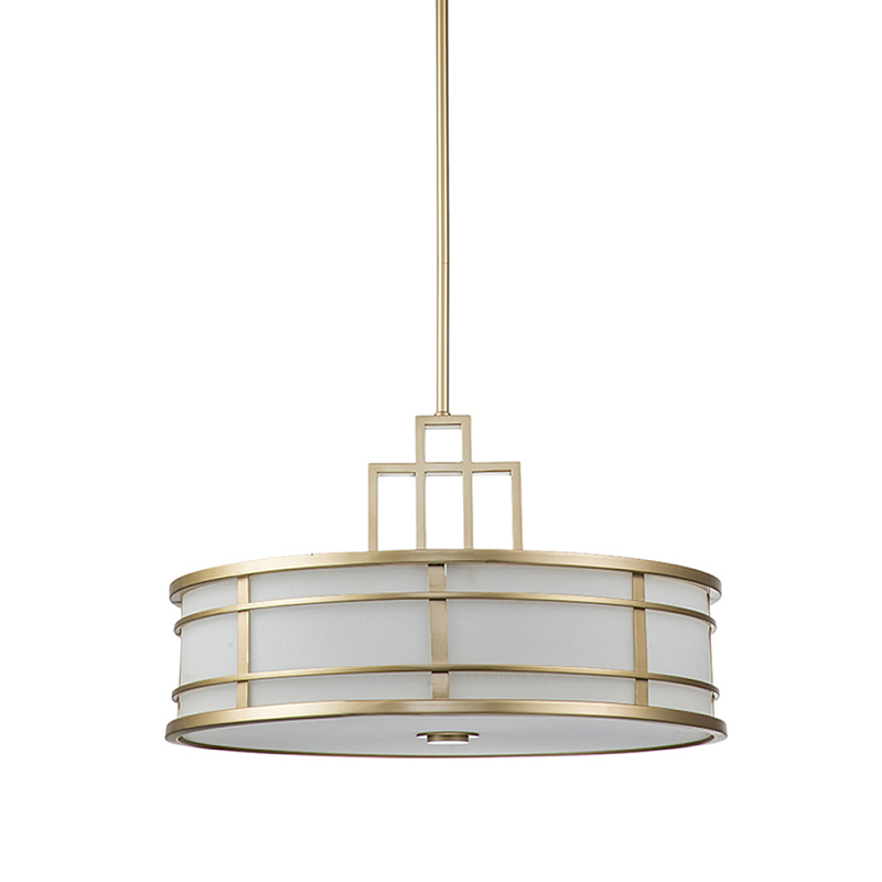 Подвесной светильник цвета латунь с белым матовым плафоном с геометрическим рисунком Feiss Латунь Белый в Новосибирске | Loft Concept 