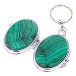 Зеркало брелок карманное двухстороннее из натурального камня Малахит Stone Mirrors варинант исполнения - 2 | Loft Concept в Новосибирске