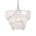 Люстра из белых стеклянных дисков на серебрянном каркасе White Glowing Reflectors варинант исполнения - 1 | Loft Concept в Новосибирске