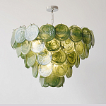 Люстра из зеленых стеклянных дисков с перламутровым эффектом Green Glowing Glaze варинант исполнения - 2 | Loft Concept в Новосибирске