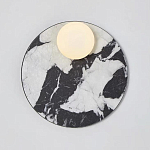 Бра круглое с каменным черно-белым основанием и плафоном из стекла Shaw Marble Lighting варинант исполнения - 1 | Loft Concept в Новосибирске