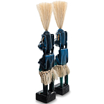 Комплект из 2-х деревянных статуэток Asmat Straw Headdress Statuettes Blue варинант исполнения - 2 | Loft Concept в Новосибирске