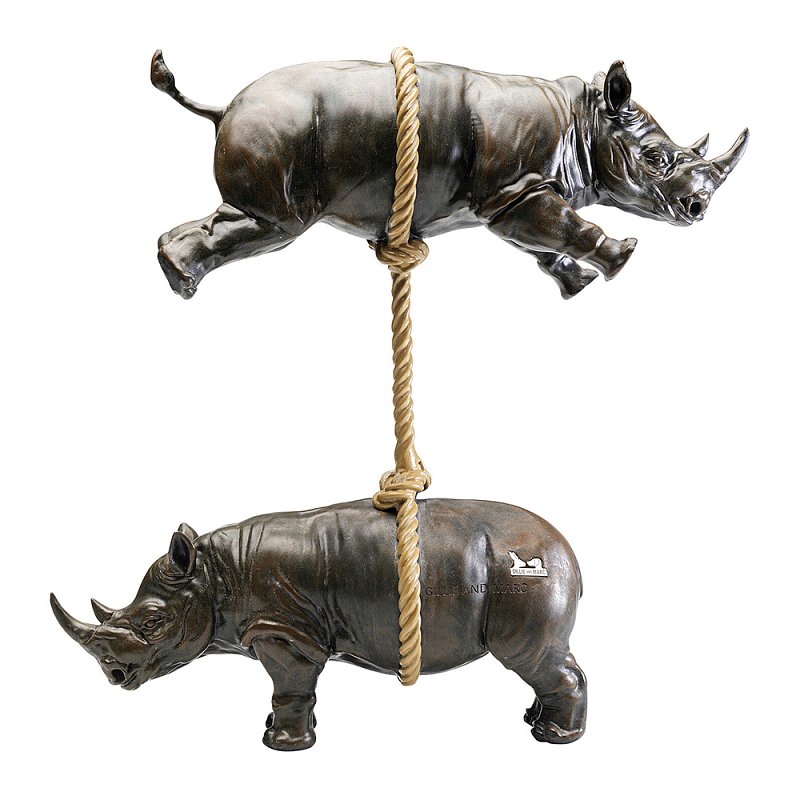 Декоративная статуя из стали Duo Rhinos Коричневый Песочный в Новосибирске | Loft Concept 