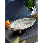 Блюдо овальное из голубого фарфора с ручками в виде бабочек и цветочным рисунком Blue Garden варинант исполнения - 2 | Loft Concept в Новосибирске