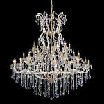 Люстра многоярусная с 53-мя лампочками и прозрачными хрустальными подвесками на основании золотого цвета Crystal lamps варинант исполнения - 1 | Loft Concept в Новосибирске