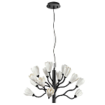 Люстра подвесная черного цвета с ветвями и белыми фарфоровыми цветами Floralis варинант исполнения - 2 | Loft Concept в Новосибирске