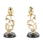 Подсвечники бронзовые на подставке из натурального камня нефрит Stone Candlestick варинант исполнения - 3 | Loft Concept в Новосибирске