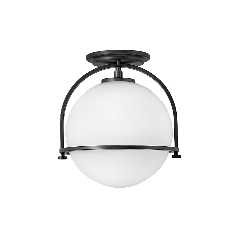 Потолочный светильник с плафоном в форме белого матового шара Hinkley Латунь Белый Никель Черный в Новосибирске | Loft Concept 