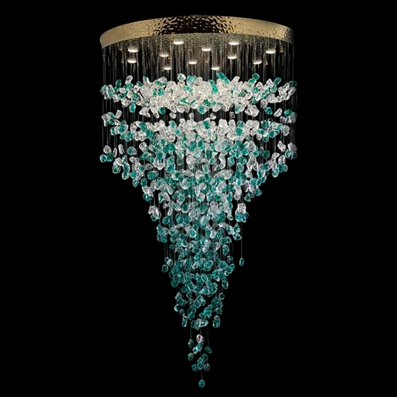 Люстра зеленая каскадная Green Light CascadeDroplet Chandelier Золотой Прозрачный Зеленый Люстра зеленая каскадная Green Light CascadeDroplet Chandelier Золотой Прозрачный Зеленый в Новосибирске | Loft Concept