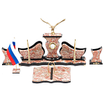 Настольный письменный набор из креноида с часами и декором в виде орла Marble Accessory варинант исполнения - 1 | Loft Concept в Новосибирске