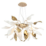 Люстра подвесная с белыми матовыми и золотыми глянцевыми листьями Wintery flovers варинант исполнения - 2 | Loft Concept в Новосибирске
