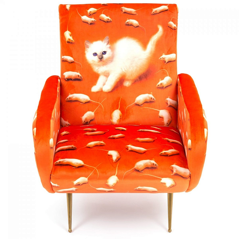 Кресло Seletti Armchair Kitten Оранжевый Латунь в Новосибирске | Loft Concept 