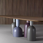 Обеденный стол деревянный с разноцветными фигурными ножками Cop варинант исполнения - 3 | Loft Concept в Новосибирске