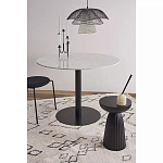 Круглый обеденный стол с белой мраморной столешницей White Tabletop on Black Base варинант исполнения - 3 | Loft Concept в Новосибирске