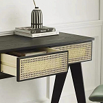 Дизайнерский письменный стол матово-чёрного цвета с 2-мя плетеными ящиками Glade Desk варинант исполнения - 1 | Loft Concept в Новосибирске