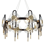 Люстра подвесная круглая черного цвета с круглыми прозрачными плафонами Virelia  варинант исполнения - 1 | Loft Concept в Новосибирске