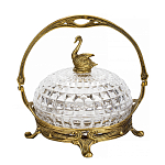 Конфетница из прозрачного рельефного стекла с ручкой и фигуркой лебедя Eden Garden варинант исполнения - 1 | Loft Concept в Новосибирске