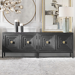 Тумба черная из дерева двухдверная Geometric Double Door Nightstand варинант исполнения - 4 | Loft Concept в Новосибирске