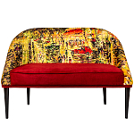 Диван двухместный из натурального бука красный с цветным принтом Impressionism in Art варинант исполнения - 1 | Loft Concept в Новосибирске