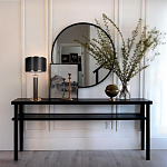 Настольная лампа с чёрным тканевым абажуром и металлическим корпусом золотого цвета Golden Arc варинант исполнения - 4 | Loft Concept в Новосибирске