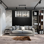 Люстра подвесная овальная со стеклянными прозрачными трубками и металлическим каркасом черного цвета Nembus варинант исполнения - 6 | Loft Concept в Новосибирске